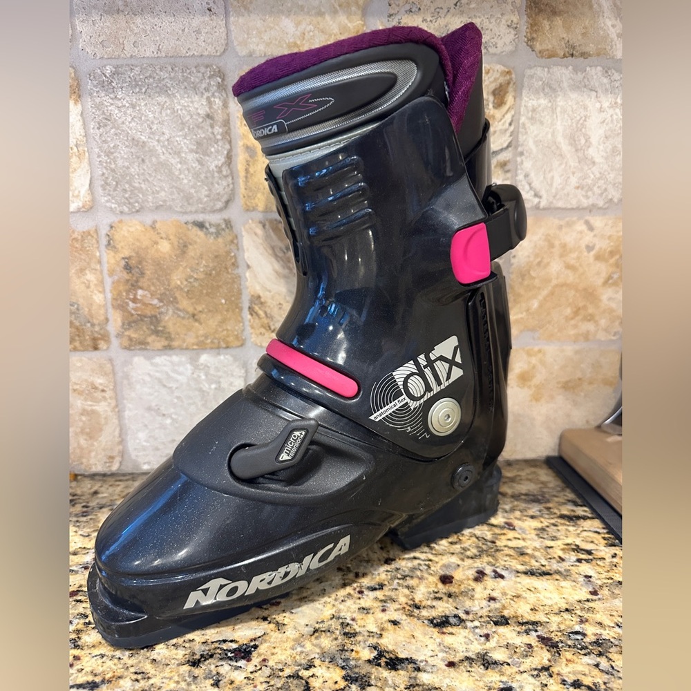 Nordica Black Ski Boot with Pink Accents